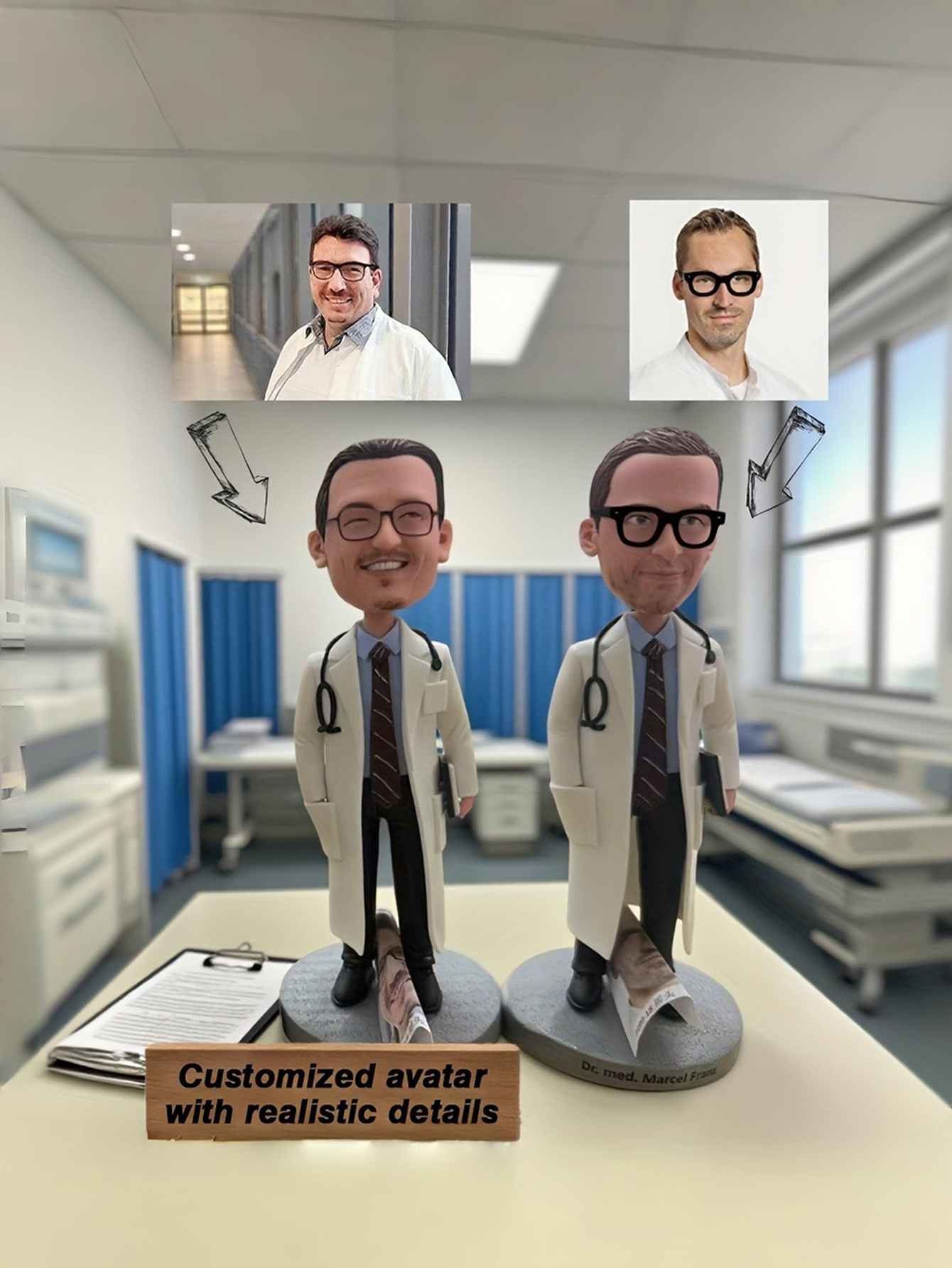 Custom Doctor-Themed Clay Figurine Doll Gift